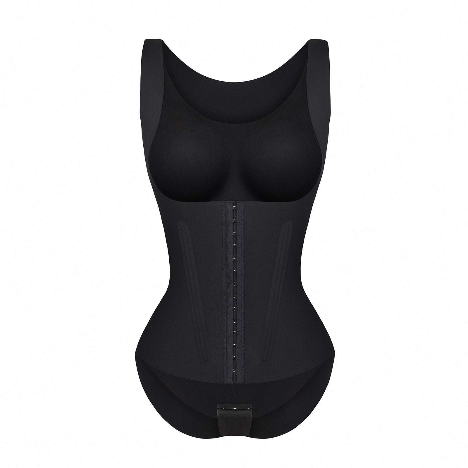 4-in-1 Waist Trainer Corset Shapewear - Buttoned Tummy Control High Waist with Padded Bra -  Black