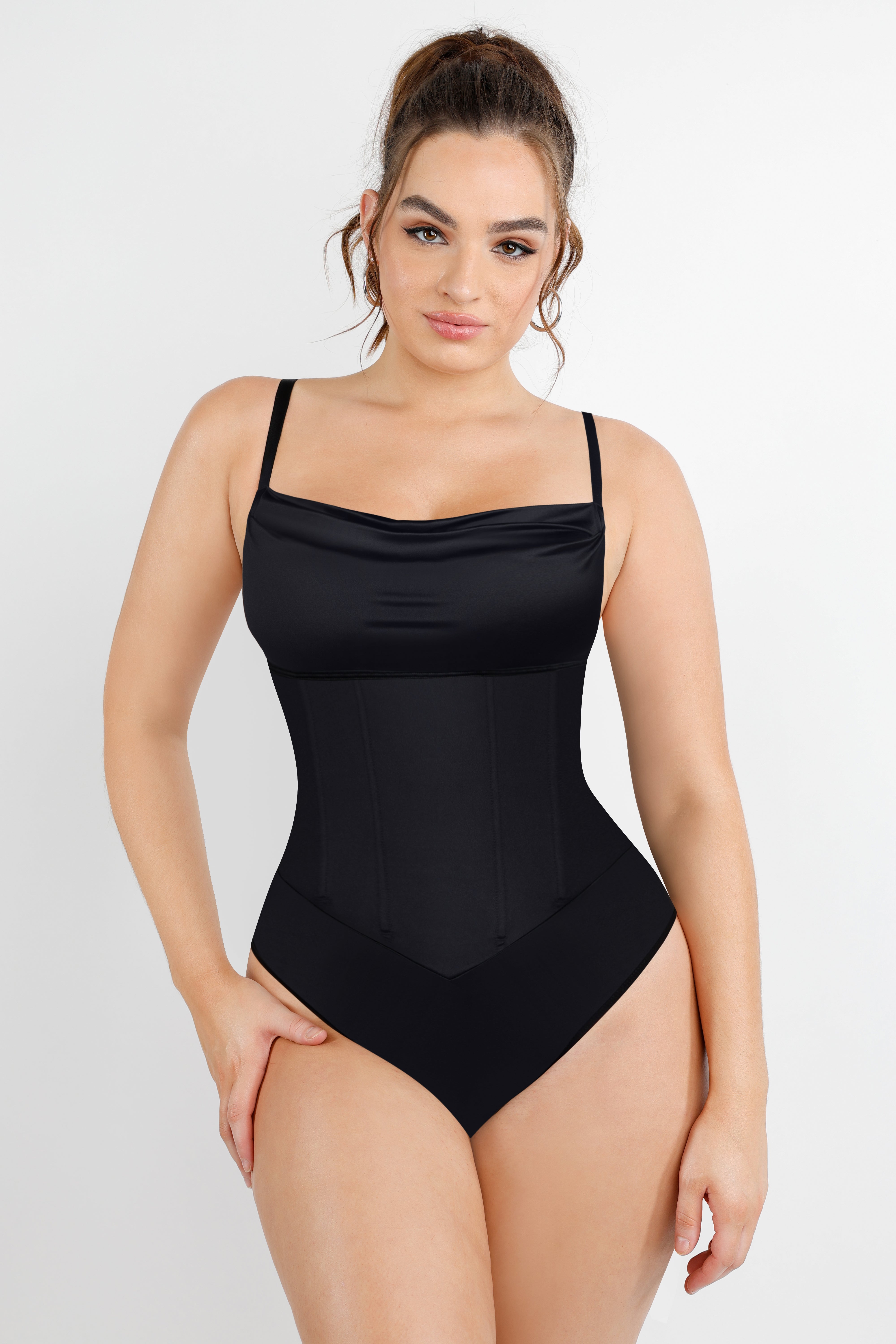 Satin effect bodysuit shapewear set