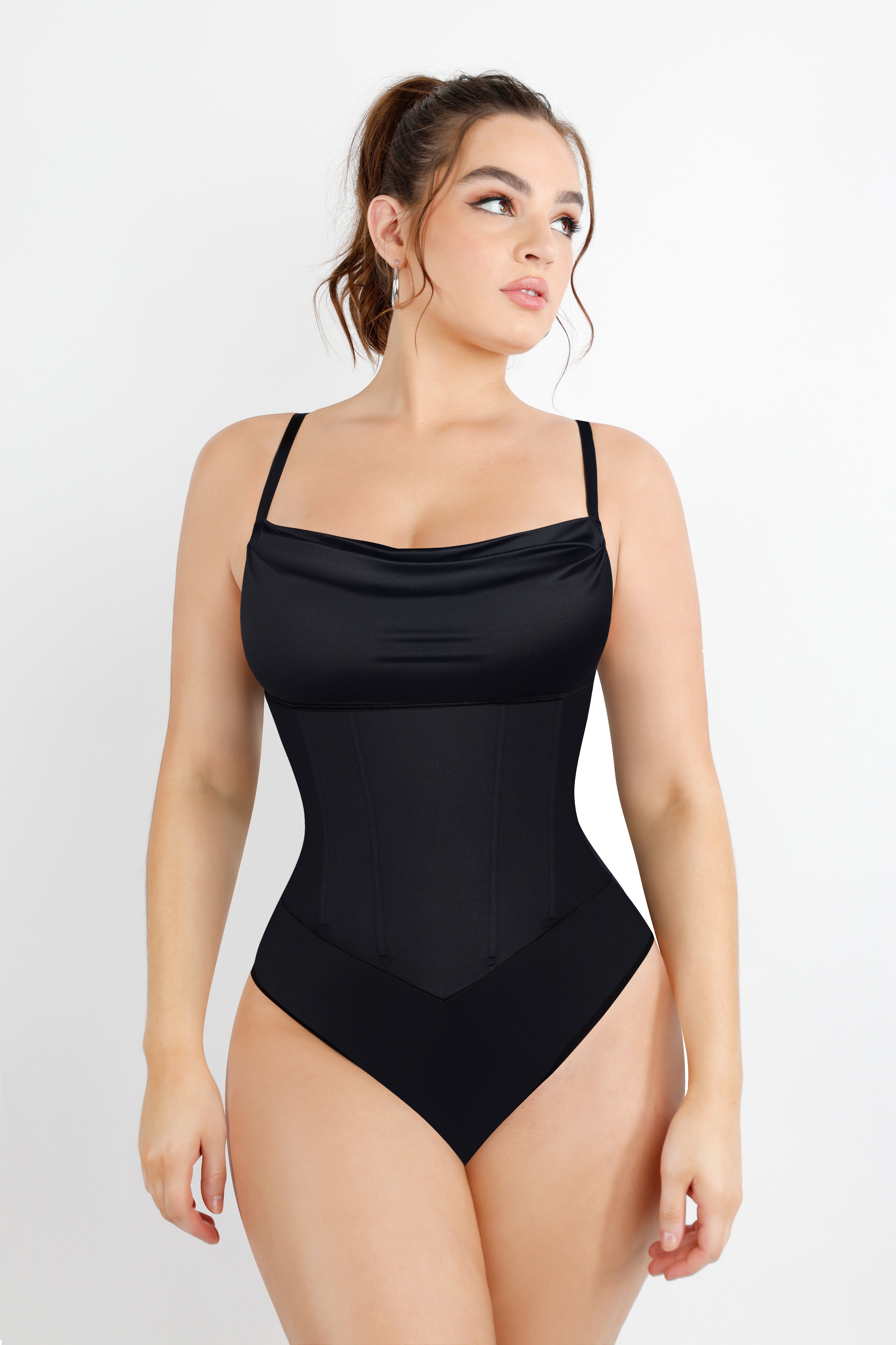 Satin effect bodysuit shapewear set