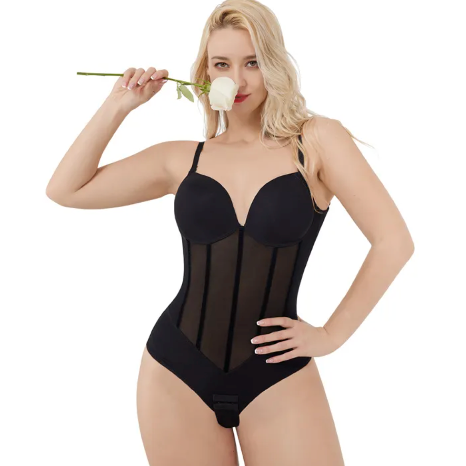 Plus Size Ladies Lace Mesh Stitching Sex Appeal Body Shaping Bodysuit
