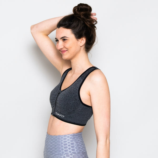 Buy Zip Front Sports bra at   Easy Wear Sports bra - Black –  Tanfit Shop